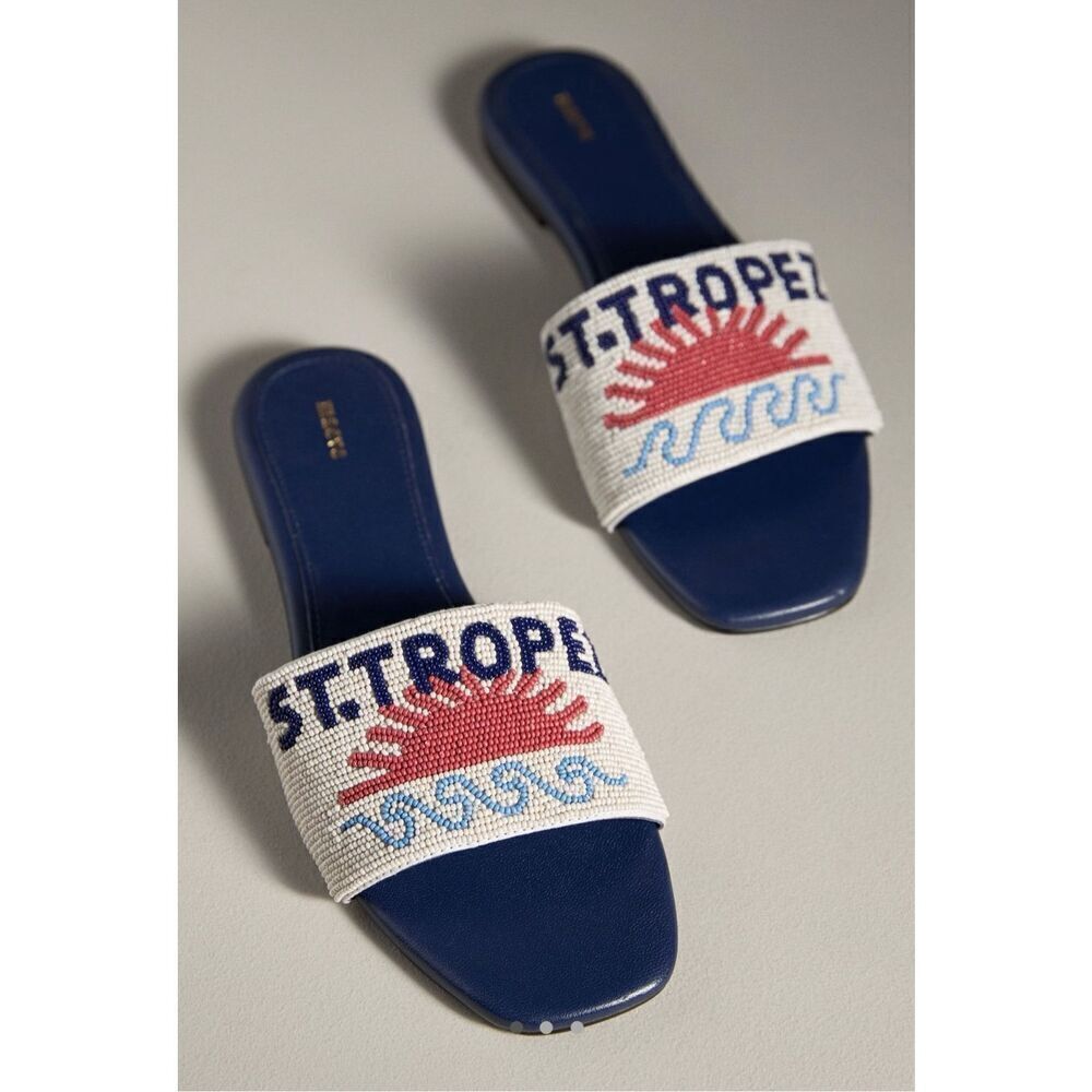 The Fiona Beaded Slide Sandals By Maeve-NWT